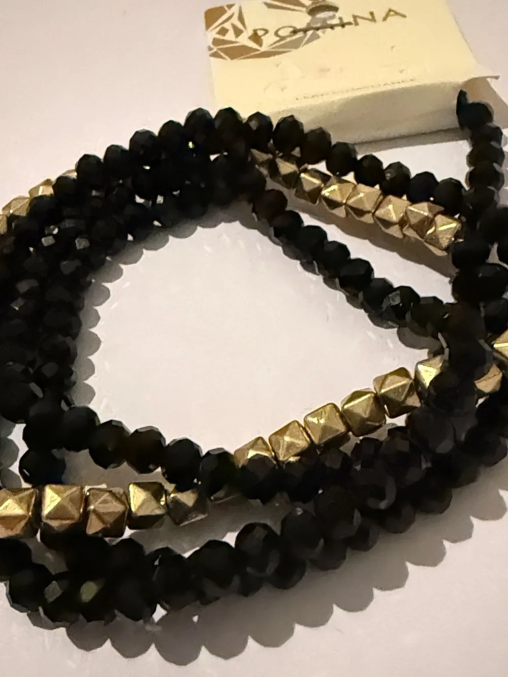 Pomina Black/Gold and Silver Beaded Necklace Set of 2